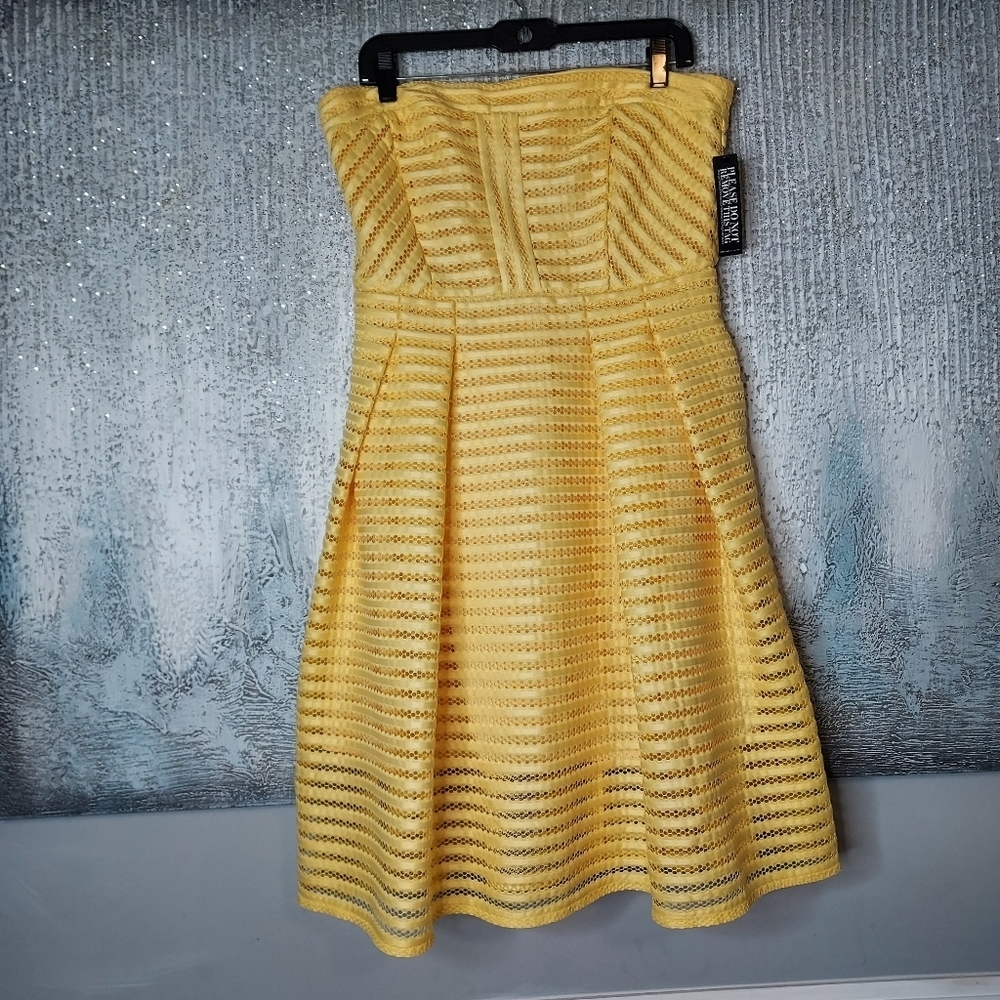 New York & Company Strapless Eyelet Pleated Dress  New With Tags Sz 12 - Picture 3 of 8